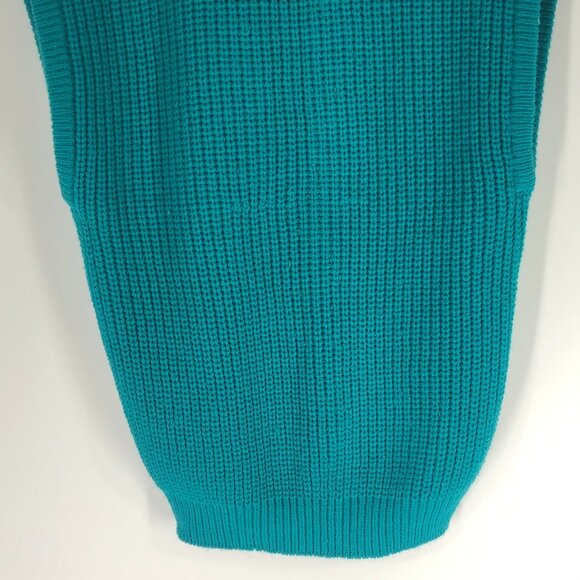 Vintage Teal Chunky Preppy Sweater Vest - Picture 5 of 5